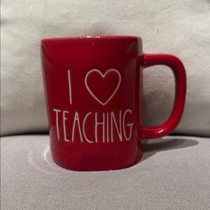 Rae Dunn Red 'I Heart Teaching' Mug